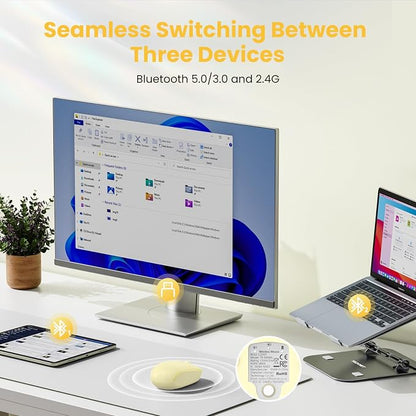 TECKNET Wireless Mouse,Bluetooth Mouse (BT5.3/5.0 & 2.4G) with USB Receiver Silent Optical Computer Mice，Wide Compatibility