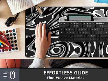 Rinaze Large Gaming Mouse Pad with Superior Micro-Weave Cloth, Extended Desk Mousepad with Stitched Edges, Anti-Slip Keyboard Pad for Computer, Home and Gaming