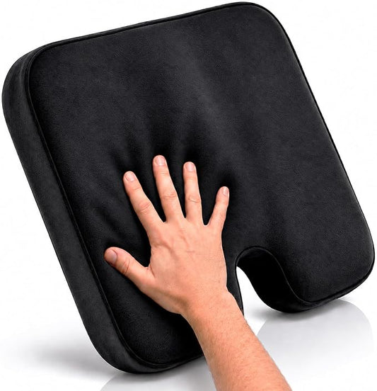 Vive Tailbone Cushion, Memory Foam Seat for Pain Relief, Sciatica, Coccyx & Back Support for Office Chair, Car, Wheelchair & Airplane, Water-Resistant Cover, 2-Layer Foam Comfort, Wheelchair (Black)