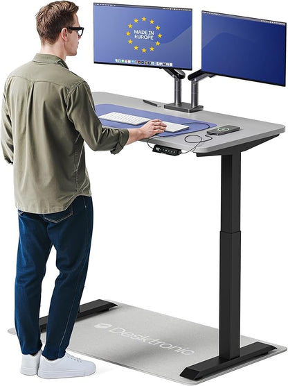 Desktronic HomeOne Standing Desk 48x24 — Ergonomic Sit Stand Home Office Desk, Made in Europe, Electric Dual Motor Height Adjustable, USB & USB-C Charging, Wobble-Free, Touchscreen, 3 Memory Presets