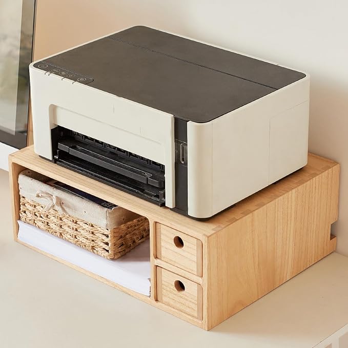 KIRIGEN Printer Stand with Storage Drawer and Cable Management for Desk Document Paper Organizer for Home Office DYJG-NA