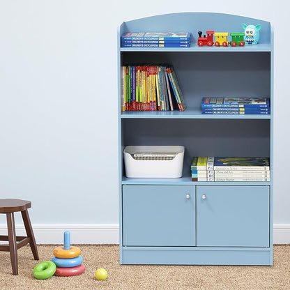 Furinno LOVA Book Shelf, Bookshelf with Storage Cabinet, Bookcase with Door, 11.8 x 23.6 x 37.3, for Living Reoom, Bedroom, Home Office, Light Blue