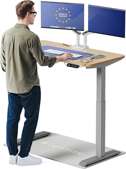 Desktronic HomeOne Standing Desk 48x24 — Ergonomic Sit Stand Home Office Desk, Made in Europe, Electric Dual Motor Height Adjustable, USB & USB-C Charging, Wobble-Free, Touchscreen, 3 Memory Presets