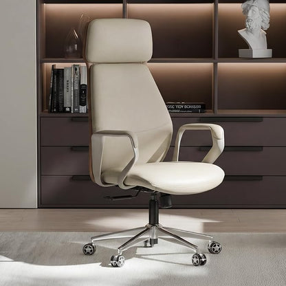 EUREKA ERGONOMIC Aric Executive Office Chair, High Back PU Leather Desk Chair with Lumbar Support, Professional Modern Home Office Chair with Large Headrest & 3-Position Recline(Pack of 5, Beige)