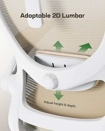 Marsail Ergonomic Office Chair with 3D Armrests, Pack of 2 | Office Desk Chair with High Back Mesh, Adjustable Lumbar Support, Rolling Work Swivel Task Chairs with Wheel, Headrest, home