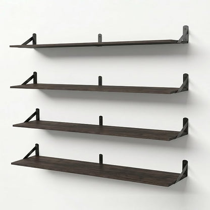 Long Wall Shelf,Large Floating Shelves for Wall,Wood Floating Bookshelves Hanging,Book Storage Display for Living Room Bedroom Office Bathroom Decor,4 Pack,47 Inch,Dark Brown