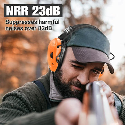 Electronic Shooting Ear Protection w/Gel Pads, 23dB NRR Active Noise Reduction & 3X Amplification Headset for Shooters