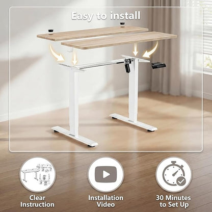 Electric Standing Desk 48 x 24 Inches Adjustable Height Sit Stand Up Desk for Home Office Computer Workstation Memory Preset with Wheels, Oak