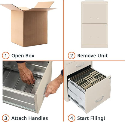 NuSparc 2 Drawer Locking Filing Cabinet | Pre-Assembled Steel Construction | Space-Saving Design is Perfect for Home and Small Office | Letter-Size | Assembled in North America