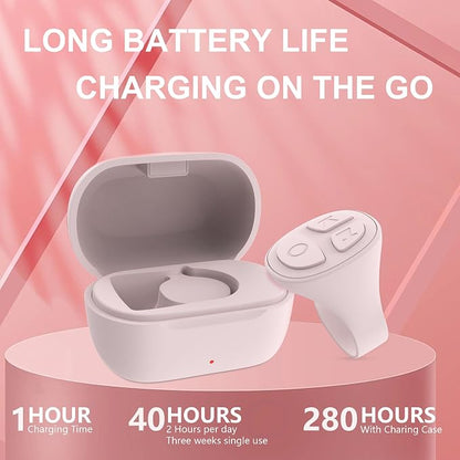 Tiktok Scrolling Ring, Bluetooth Camera Remote Control, Scrolling Ring Remote for iPhone TikTok FB YouTube IG Android Phone, Fingertip Wireless Scroller Page Turner (Baby Pink)