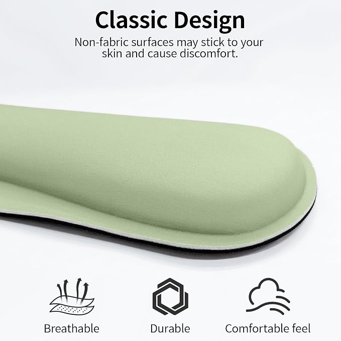Bloss 2 Green Wrist Rest for Mouse & Keyboard, Ergonomic Wrist Support | Soft Memory Foam, Rubber Non-Slip, Wrist Rest for Mouse, Breathable, 1.2" Thick