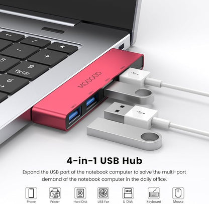 MOGOOD USB 3.0 Hub, 4-Port USB, Ultra-Slim USB Splitter for Laptop, No Cable, Flush Fit, Plug & Play Data USB Expander for Mouse, Keyboard, Flash Drive, Printer – Right Side
