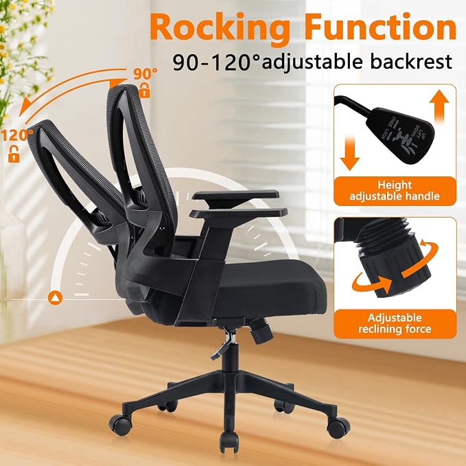 CLATINA 500lbs Big and Tall Office Chair Heavy Duty Mesh Ergonomic Computer Chairs with Adjustable Lumbar Support and Wide Comfy Seat for Home Office Conference Heavy People, Black, 16 Pack