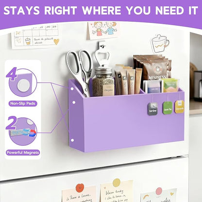 MR.MATE Magnetic Pen Holder, Purple Magnetic Cup for Fridge Whiteboard | Dry Erase Marker Pencil Holder with Acrylic Cup and Strong Magnet, Non-slip Design For Refrigerator Locker Office & Classroom