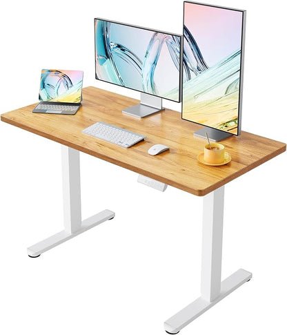 HUANUO Electric Standing Desk,48" x 24" Height Adjustable Desk, 4 Memory Height Settings, Sit to Stand Up Desk for Home Office, with Headphone Hook, Cable Manager, Light Vintage Brown