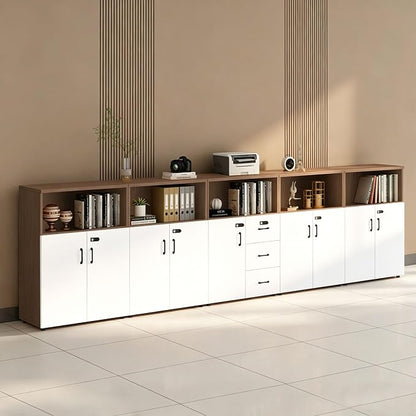 File Cabinet with Password Lock, Wood Lateral Filing Cabinet for Letter/A4 Files, 3 Drawer with Door, Printer Stand with Open Shelves for Home Office