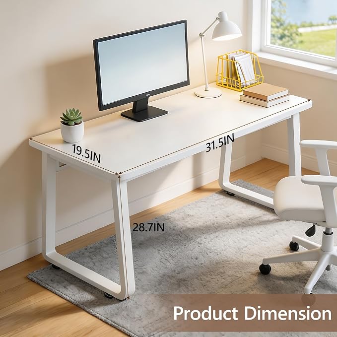 Small Office Computer Desk, Simple Style Writing Desk Waterproof and Scratch-Resistant,Sturdy Study Writing Desk with Wooden Tabletop and Metal Frame for Bedroom, Living Room, Bedroom