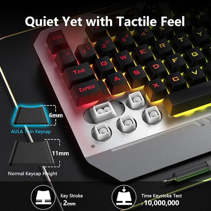 AULA Gaming Keyboard and Mouse,Wired 104-Key Mouse and Keyboard Combo Metal | Full Size Computer Keyboards with Number Pad,New Update Version,RGB Backlit Anti-Ghosting PC Keyboard for Laptop WinXP/7/8/10