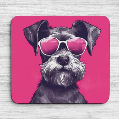 Pink Mousepad Glamour Dog Miniature Schnauzer Mouse Pad for Home Office Gaming Working Desk Computer Desktop Accessories Non-Slip Rubber Mousepad for Dog Lovers