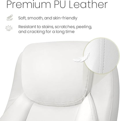 NEO Chair High Back Office Desk Chair for Computer Garming Ergonomic Executive Chair with Comfy Lumbar Support Flip-up Arms Height Adjustable Swivel (Leather White)