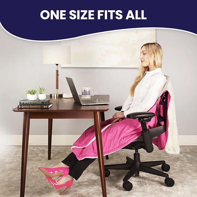 The Original Office Chair Blanket by SnuggleBack; Cozy Comfy Office Desk Chair Wrap Attaches for Hands-Free Warmth. Stay Warm In The Winter or Summer. (Black Pattern Fleece)