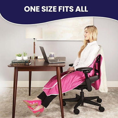 Black Fur: The Original Office Chair Blanket by SnuggleBack; Cozy Comfy Office Desk Chair Wrap Attaches for Hands-Free Warmth. Stay Warm In The Winter or Summer. (Black Faux Fur)
