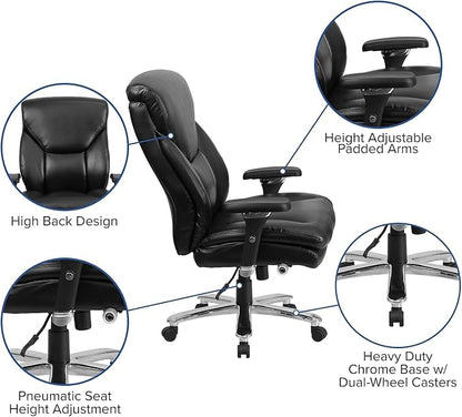 Flash Furniture HERCULES Series 24/7 Intensive Use Big & Tall 400 lb. Rated Black LeatherSoft Ergonomic Office Chair with Lumbar Knob