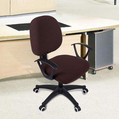 Smiry Stretch Jacquard Office Computer Chair Covers, Removable Washable Universal Desk Rotating Chair Slipcovers Protector, Seat + Backrest Cover, Chocolate