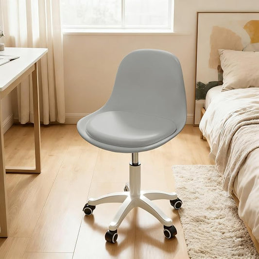 Home Office Chairs, Small Swivel Rolling Desk Chair with Silent Wheels and Low-Back,Armless Heavy-Duty Vanity Chair Height Adjustable for Bedroom,Students,Study,Teens