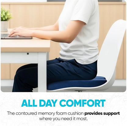 FORTEM Seat Cushion, Office Chair Cushion, Memory Foam Car Seat Cushions, Sciatica Coccyx Tailbone Pain Relief, Chair Cushions for Back Support, Sitting Pad for Gaming, Washable Cover, Non Slip, XL