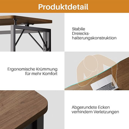 JOYMOOP 40" Folding Desk - Brown, No Assembly Middle Size Foldable Desk for Home, Office, Wooden Top Folding Computer Desk for Working, Writing, Studying