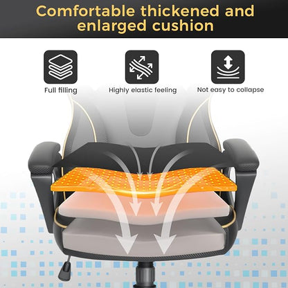 HapGIFT Gaming Chair, Ergonomic Computer Gaming Chairs with Link Armrest, PU Leather Video Game Chairs for Adults Teens, Height Adujustable Racing Style PC Chair for Home, 300LBS (BLACK)