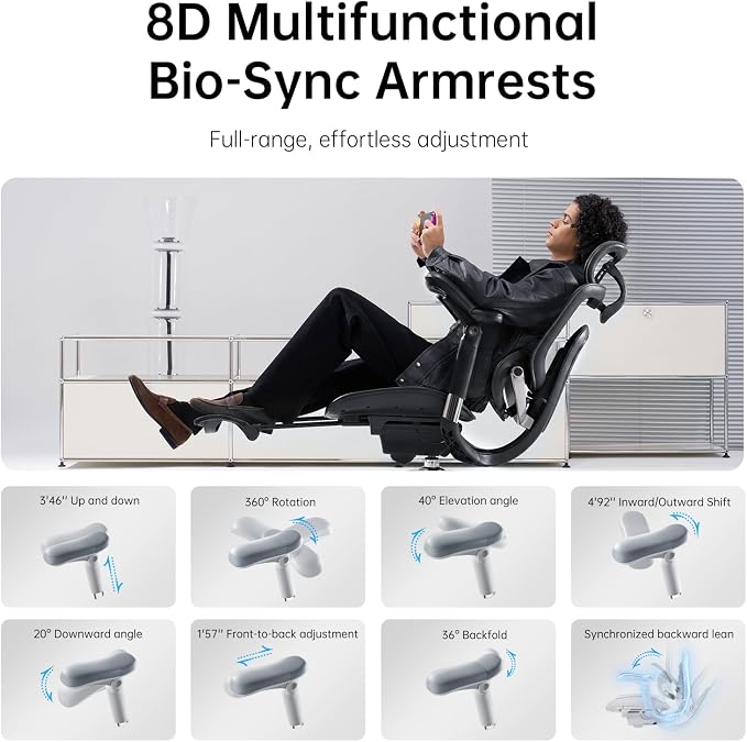 SIHOO Doro C300 Pro V2 Ergonomic Office Chair with Footrest & Full-Body Adaptive Support, 8D Armrests & Breathable Mesh, Comfy High Back Desk Chair for Long Hours, 135° Recline,2 Packs, Jet Black