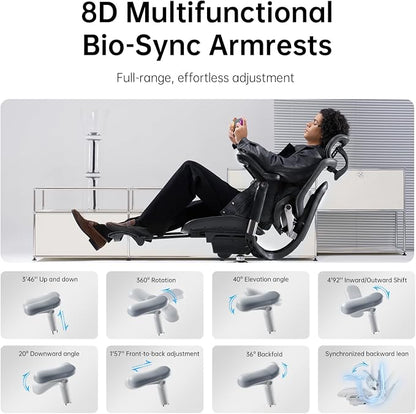 SIHOO Doro C300 Pro V2 Ergonomic Office Chair with Footrest & Full-Body Adaptive Support, 8D Armrests & Breathable Mesh, Comfy High Back Computer Desk Chair for Long Hours, 135° Recline (Jet Black)