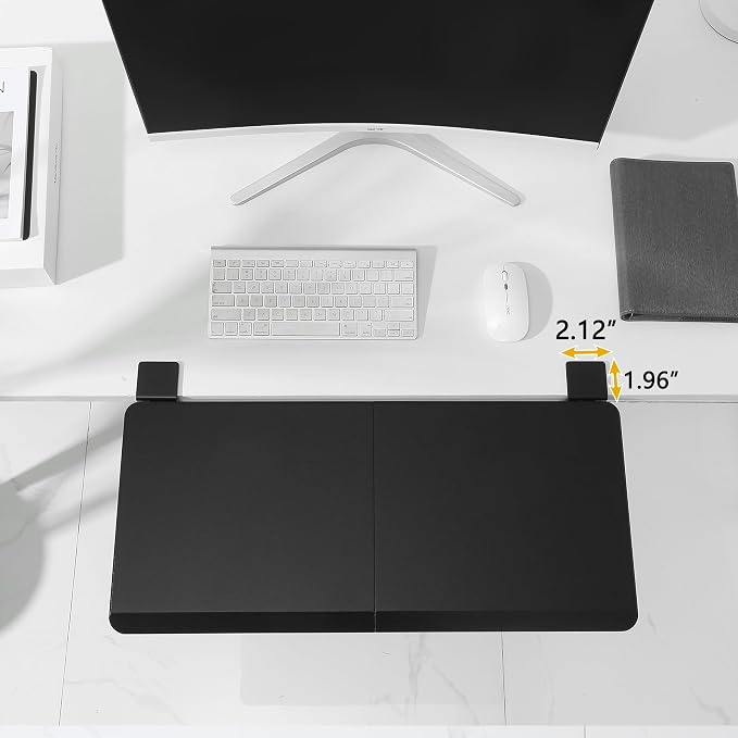 ETHU Ergonomics Desk Extender Tray, 25.6"x11.4" Large Size Foldable Keyboard Extender Tray Clamp On, Armrest Support for Home and Office (Black)