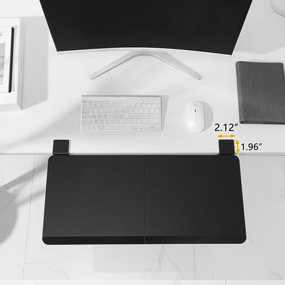 ETHU Ergonomics Desk Extender Tray, 25.6"x11.4" Large Size Foldable Keyboard Extender Tray Clamp On, Armrest Support for Home and Office (Black)