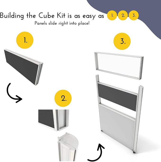 SUNLINE Office Cubicle Kit - Modular Office Furniture Kit with 7 Layout Options, Adjustable Panels and Mobile Storage, Easy-Assembly Desk System for Modern Workspaces - Charcoal