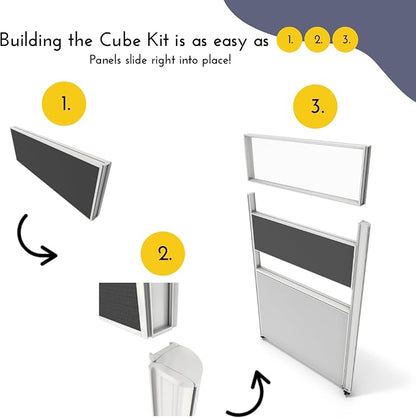 SUNLINE Office Cubicle Kit - Modular Office Furniture Kit with 7 Layout Options, Adjustable Panels and Mobile Storage, Easy-Assembly Desk System for Modern Workspaces - Charcoal