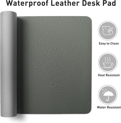 Bloss Leather Desk Mat Jungle Green / 31.5" x 15.7", Desk Matt for Desktop, Waterproof Large Mouse Pad, Non-Slip Computer Mat for Office/Home/Decor