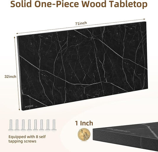 Universal Solid One-Piece Wood Table Top, 71"x32"x1" Workbench Top - Rectangular Particle Board for Standing Desk, Home Office Desk Countertop DlY, Washer Dryer, Coffee, Bar Tabletop