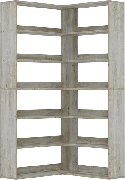 IRONCK Bookshelves 6 Tiers with Baffles Industrial Large Corner Etagere Bookcase Storage Display Rack for Living Room Home Office