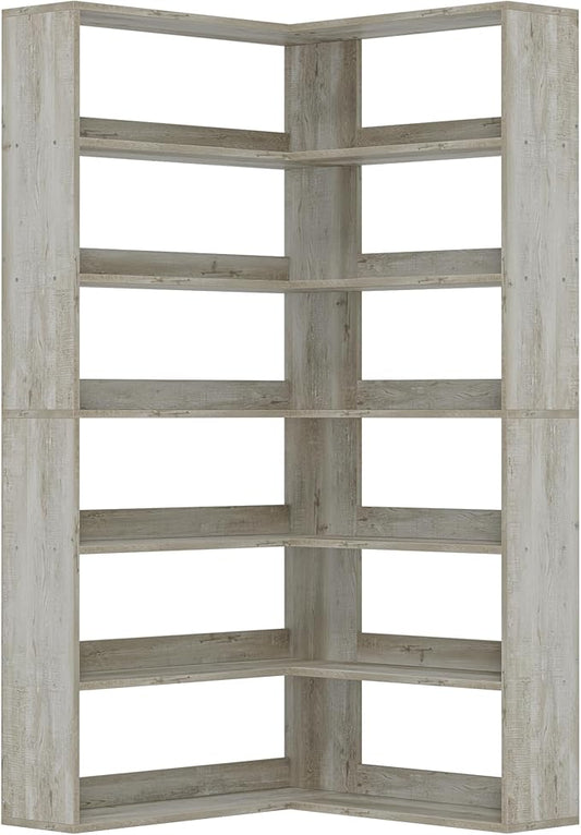 IRONCK Bookshelves 6 Tiers with Baffles Industrial Large Corner Etagere Bookcase Storage Display Rack for Living Room Home Office