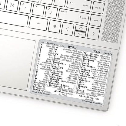 Synerlogic (2pcs) Word/Excel Windows Shortcut Sticker | Reference Guide Keyboard Shortcuts | Work from Home Essentials | Excel Shortcuts Cheat Sheet Laminated Vinyl (White/Small/2)