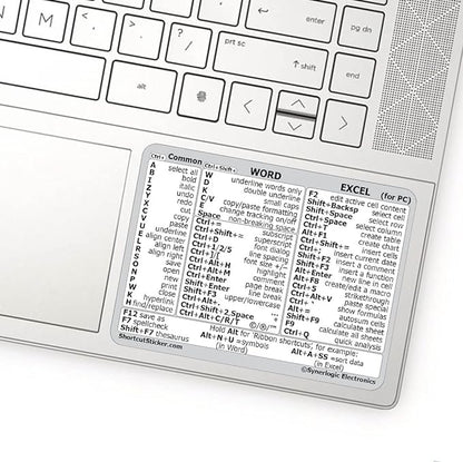 Synerlogic (100pcs) Word/Excel Windows Shortcut Sticker | Reference Guide Keyboard Shortcuts | Work from Home Essentials | Excel Shortcuts Cheat Sheet Laminated Vinyl (White/Small/100)