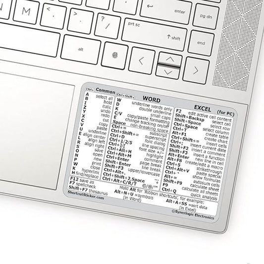 Synerlogic (100pcs) Word/Excel Windows Shortcut Sticker | Reference Guide Keyboard Shortcuts | Work from Home Essentials | Excel Shortcuts Cheat Sheet Laminated Vinyl (White/Small/100)