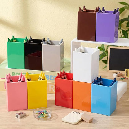Ctosree 12 Pack Crayon Holder for Classroom Back to School Supplies Rainbow Colors Pencil Holder Acrylic Crayon Organizer for Supplies Gifts Student Desk Organizer