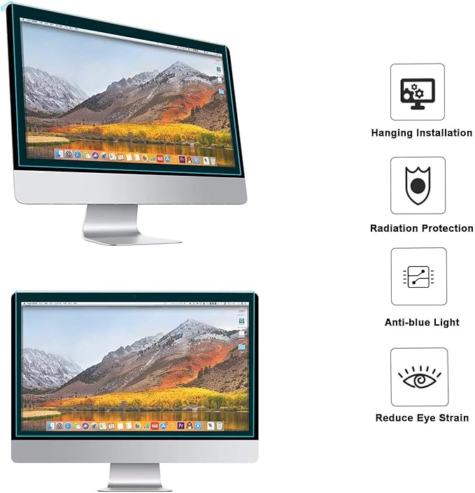 MOSISO 20-22 inch Computer Blue Light Blocking Screen Protector Anti-UV Eye Protection Filter Film Panel for Diagonal 20,21.5,22 inch 16:9 Widescreen Desktop PC LED Monitor(19.29 x 12.48 inch/L x W)