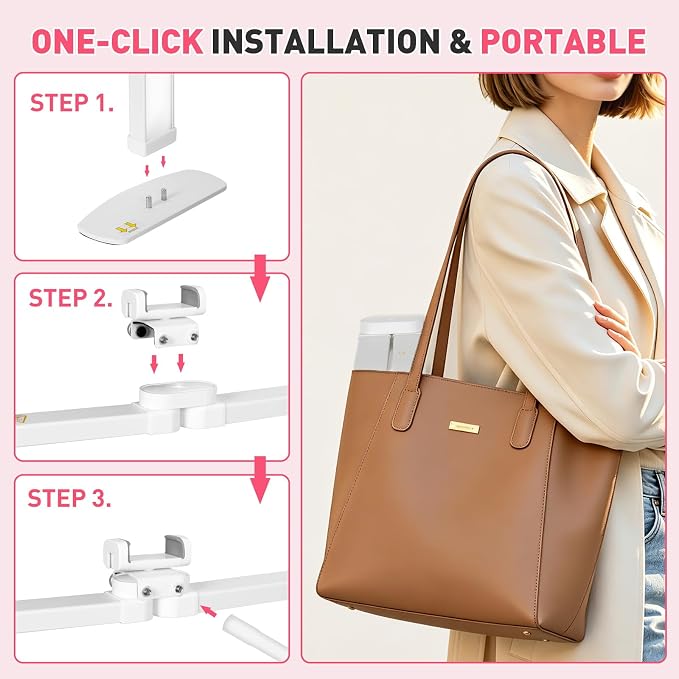 HITTI Half Moon Light for Nail Desk with 5X Magnifier, 30" Foldable LED Arch Tech Lamp with Phone Holder for Manicure, Handicraft, Art, Eyelash Extension - 3 Color Modes & 10 Brightness, Home & Salon