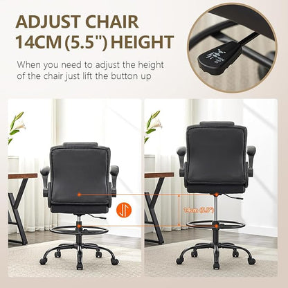 BOSMILLER Drafting Chair,Tall Office Chair for Standing Desk with Adjustable Height,Counter Computer Chairs with Footrest for Home,Drawing or Counter Height Use