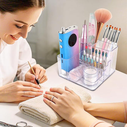 Nail Drill Holder, 21 Holes Nail Drill Machine & Bits Storage Box, Acrylic Nail Drill Bit Holder Professional Nail Tools Organizer, Nail Desk Organizer for Nail Tech